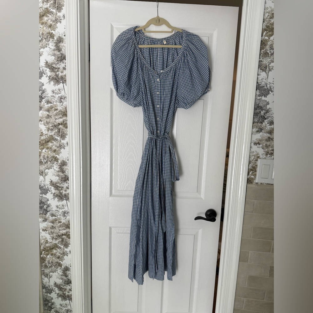 Doen Blue Gingham Maxi Dress